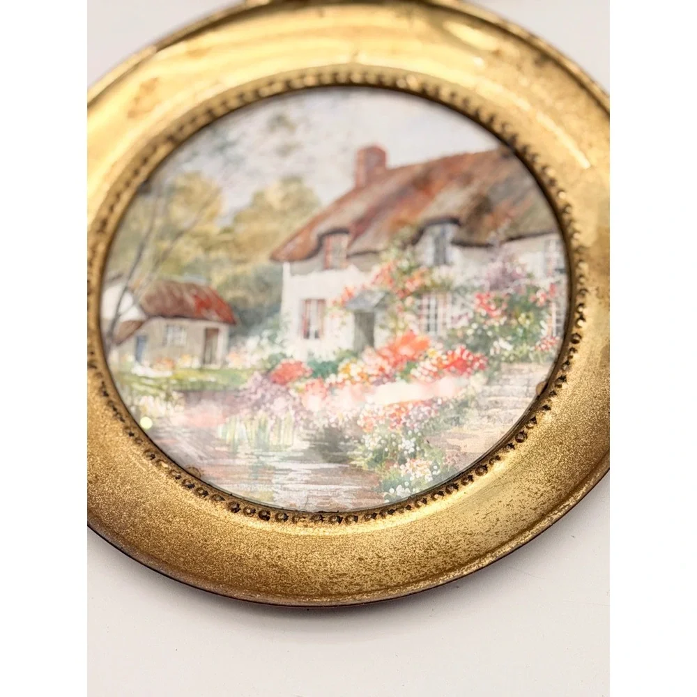 Vintage Brass Tone English Country Cottage Garden Wall Plates Set of 6